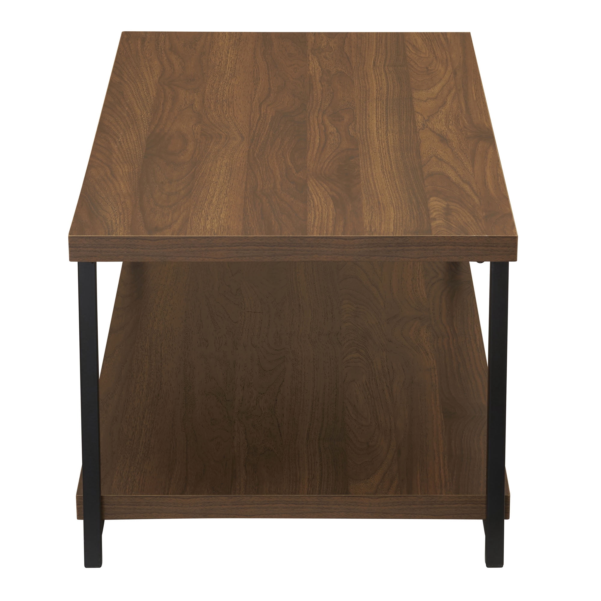 Household Essentials 39.4 Inches Wide Rectangular Low-Profile Coffee Table, Mid-Century Walnut