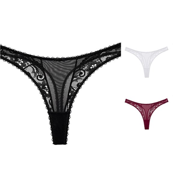 GPOECD Women'S Briefs Lace Trim Soft Stretch Bikini Panties Comfortable Breathable Ladies Underwear All Seasons Panties for Women,Black,L