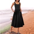 thumbnail image 2 of Women's Sleeveless A-Line Midi Dress with Pockets, Casual Square Neck Fit and Flare Summer Graduation Dress, 2 of 5