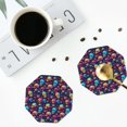 thumbnail image 4 of Rateoe mushroom Skull star Drawing Drink Coasters Set of 4 Leather Coasters Spill Protection for Table Desk,Durable and Non Slip Leather Coaster ,4 Inches Drink Mats-Octagon, 4 of 6