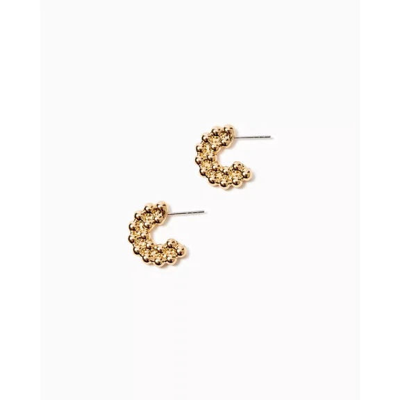 Lilly Pulitzer Worth A Look Small Hoop Gold Metallic Earrings