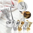 thumbnail image 3 of Stainless Steel Creative Coffee Spoon Dinnerware Set - Decorative Swan Base Holder with 6 Leaf Spoons Fruit Fork Stainless Steel Bar Dessert Spoon with Rack Household Tableware, 3 of 9
