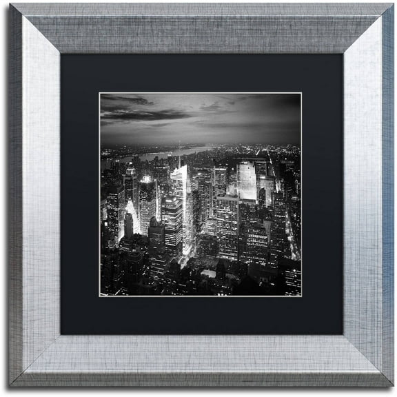 Trademark Fine Art "Times Square" Canvas Art by Nina Papiorek Black Matte, Silver Frame