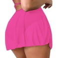 thumbnail image 2 of Dorinao Women's Solid Color High Waisted Slim Boxer Swimming Bottoms Skirt Wrap Skirt Bikini Bottoms, Pink, S, 2 of 4