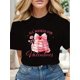 thumbnail image 1 of Camiseta gráfica de San Valentín para mujer, cuello redondo, manga corta, cómoda, deportiva y de ocio., 1 of 6