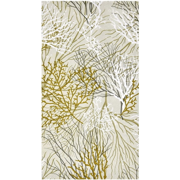 Gift Boutique Gold Sea Fan Guest Napkins, 100 Count, 3-Ply Disposable Paper Hand Towels for Bathroom, Beach Wedding, Coastal Nautical Party Table Decor, 7.5 x 4.25 In