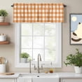 thumbnail image 2 of Orange Plaid Kitchen Curtain Valances for Windows Farmhouse Short Curtains, Gradient Geometric Buffalo White Checkered Rod Pocket Valance Curtain for Bedroom Cafe Living Room 42"x18", 2 of 8