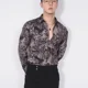 thumbnail image 4 of Camisas y blusas estampadas de manga larga para hombre, negras, florales, elegantes, con botones asiáticos, sociales, regulares, de lujo, tallas grandes, 4 of 4