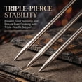 thumbnail image 4 of 3-Way Grill Skewers, 14.7 Inch Stainless Steel 3-Prong Metal BBQ Skewers for Grilling with Slider Push Bar, Reusable Metal Barbecue Sticks for Meat Chicken Sausage Vegetables Shrimp Outdoor (3Pcs), 4 of 9
