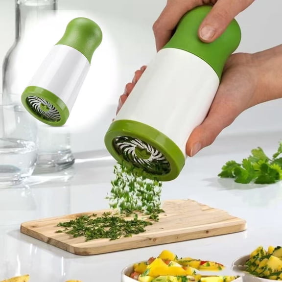 Vegetable Chopper Kitchen Gadget, Manual Cilantro Chopper for Parsley Garlic Herbs with Rotating Cutting Design
