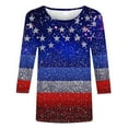 thumbnail image 4 of Cavosen Independence Day Clothes Women Plus Size Red White and Blue 3/4 Sleeve Round Neck T Shirts USA Star Striped Graphic Tops Lady 3X Patriotic Casual T Shirts Independence Day Tunic Tees, 4 of 5