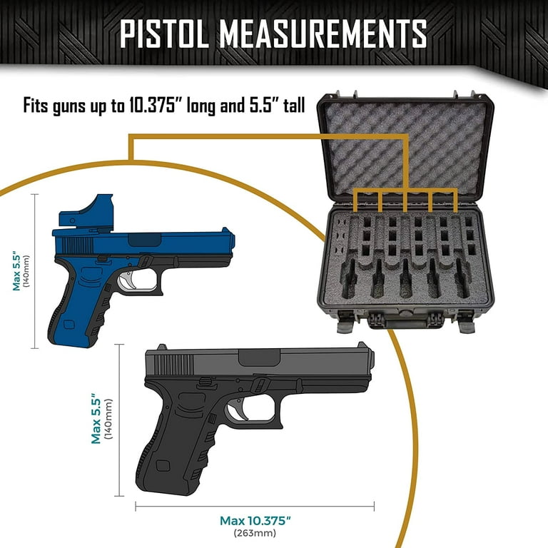 5 Pistol 18 Magazine Doro Gun Case with Custom MyCaseBuilder Foam Insert -  Waterproof, Heavy Duty - Tactical Firearms and Ammunition Holder - Black  Case w/Black Foam - 18 x 14 x 7 Inches 