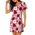thumbnail image 2 of Sikiie Rose Print Women's Short-sleeved Nightdress, Round Neck Pullover Nightdress Pajamas Summer Home Wear, 2 of 6