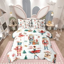 Feelyou Christmas Nutcracker Bedding Comforter Set 7 Pieces for Kid, Princess Fairy Tale Full Bedding Set, Winter Festival Reversible Fitted Sheet Flat Sheet, Super Cozy Room Decor