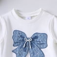 thumbnail image 4 of 2 Piece Outfits Sets Girls Long Sleeve Bow Sweatshirt and Wide Leg Jeans Sets Girls Spring Clothes 6-7 Years Old Girl Clothes, 4 of 6