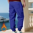 thumbnail image 4 of Mens Fleece Cargo Sweatpants Heavyweight Elastic Waist Pants with Pockets Baggy Drawstring Jogger Pants Royal Blue L, 4 of 6