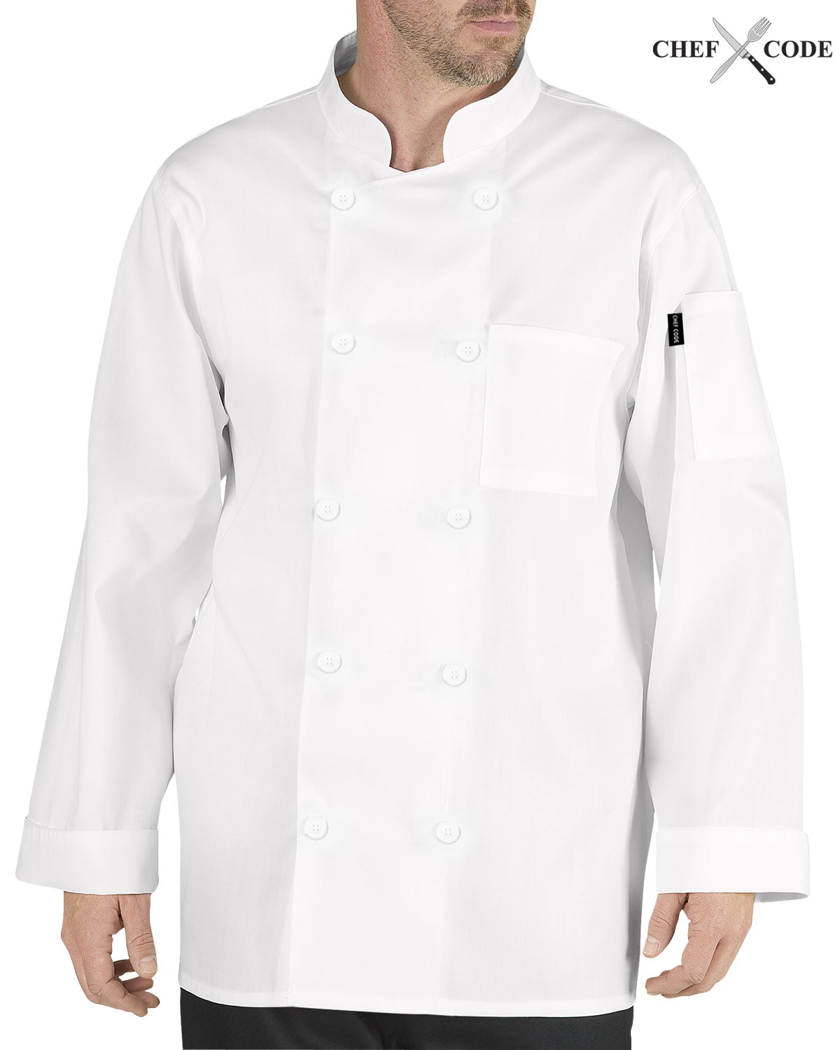Chef Code Stephano Classic Chef Coat with Pearl Buttons CC110PB 122 by Chef Code