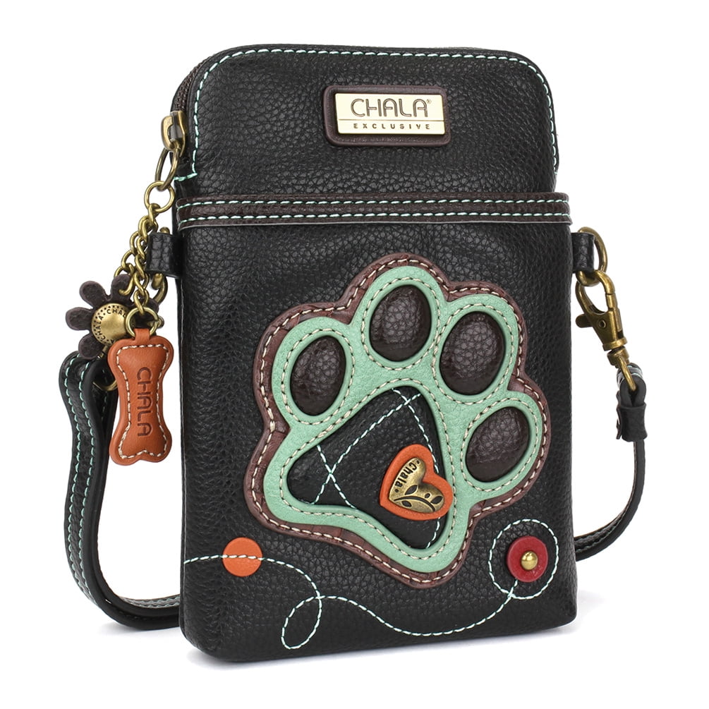 CHALA Handbag Crossbody Cell Phone Purse Women's Wristlet Handbags with Adjustable Strap- Teal Paw Print