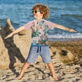 thumbnail image 3 of FORMRS Boys Rash Guard Short Sleeves Swim Shirt Quick Dry UPF 50+ Sun Protection, Sizes 3-12T, Vibrant Flowers, 3 of 6
