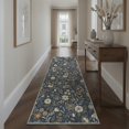 thumbnail image 2 of GENIMO 2'x3' Entryway Rug, Machine Washable Non Slip Low Pile Area Rug for Front Door Kitchen Bathroom, Botanical Floral, Dusty Navy, 2 of 6