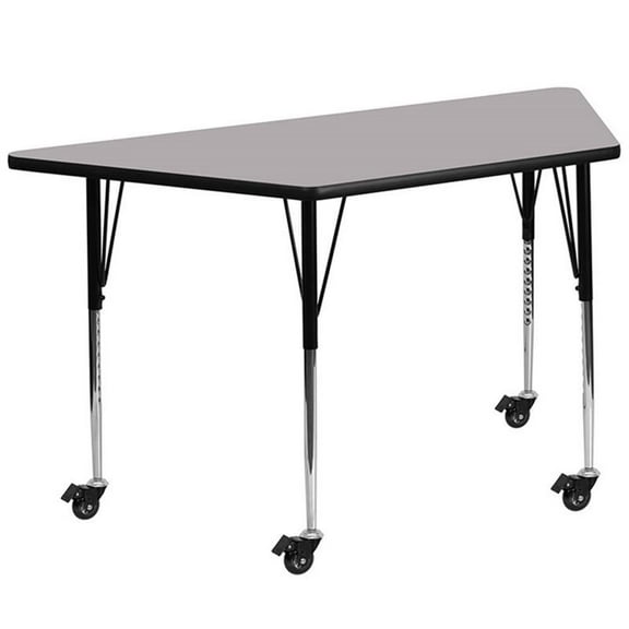 Bowery Hill 31" x 58" Trapezoidal Mobile Activity Table in Gray