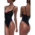 thumbnail image 3 of Liacowi Women Sexy One-Piece Swimsuit Solid Color Sleeveless V-Neck Swimwear Strap Bathing Suit Beachwear, 3 of 6