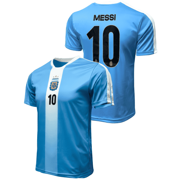 Icon Sports Argentina Messi #10 Jersey, Sky/White Stripes, Poly, YXS-XXL