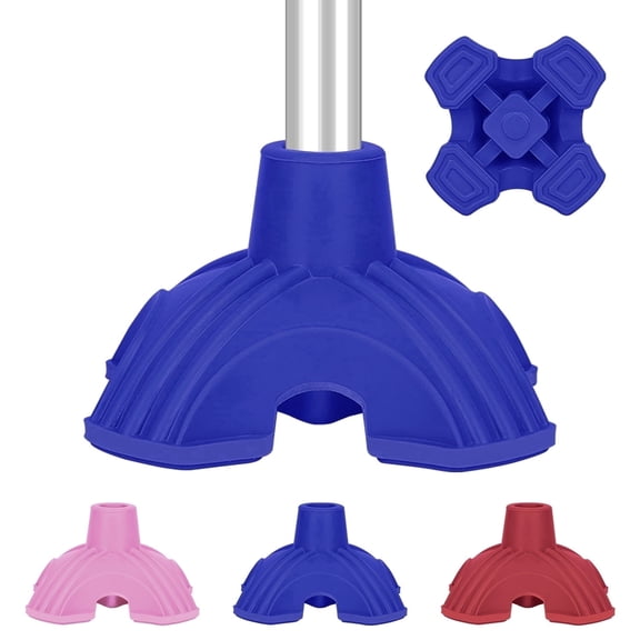 SupreGear 3/4" Quad Cane Tip with Rubber Base for Walking Sticks, Anti-Slip Support, Blue Replacement