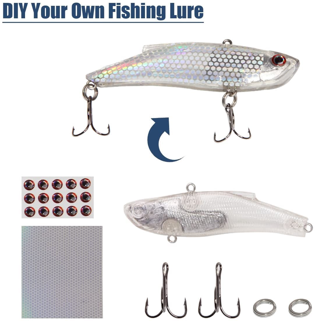 VanRolldex Unpainted Fishing Lures Crankbaits with Treble Hooks, Split Rings & Lure Eyes, 342-Count