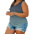 thumbnail image 7 of Kctiaxy Tops for Women Trendy Soild Color V Neck Plus Size Tank Tops Casual Loose Fits Summer Sleeveless Tops for Beach Vacation, 7 of 7