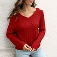 thumbnail image 6 of IROINNID Reduced Womens Sweater V-Neck Pullover Sweater Solid Color Loose Mid-Length Long Sleeve Sweater Autumn Winter Knit Sweater, 6 of 6