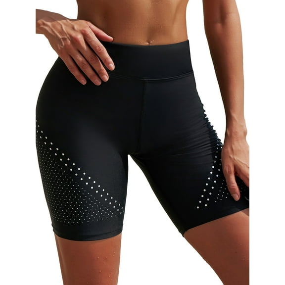 Sociala High Waisted Swim Shorts for Womens Boardshorts Quick Dry Long Shorts with Lining