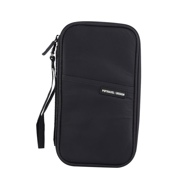 Cartera de viaje Porta pasaporte Boletos multifunción Tarjetas Bolsa de almacenamiento Bolsa (Negro)