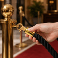 thumbnail image 4 of ABPETE 5 Ft Stanchion Rope, Twisted Barrier Rope with Snap Hooks for Queue Posts, Crowd Control Divider for Hotels, Events, Banks, Theaters and Exhibitions, Black Golden, 4 of 7