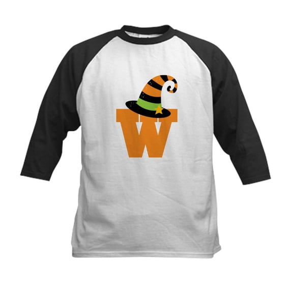 CafePress - Halloween Letter W Witch Monogram Kids Baseball Je - Kids Cotton Baseball Jersey, 3/4 Sleeve Shirt
