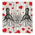 thumbnail image 3 of Ambesonne Love Shower Curtain, Octopus Sketch and Hearts, 69"Wx70"L, Vermilion Charcoal Grey, 3 of 5