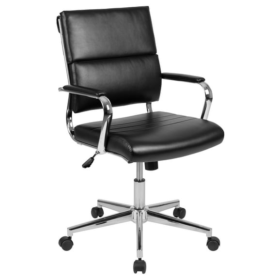 Flash Furniture Hansel Mid-Back Black LeatherSoft Contemporary Panel Executive Swivel Office Chair