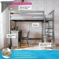 thumbnail image 2 of Max & Lily Loft Bed, Solid Wood Twin High Loft Bed with Bookcase and Desk for Kids, Grey, 2 of 5