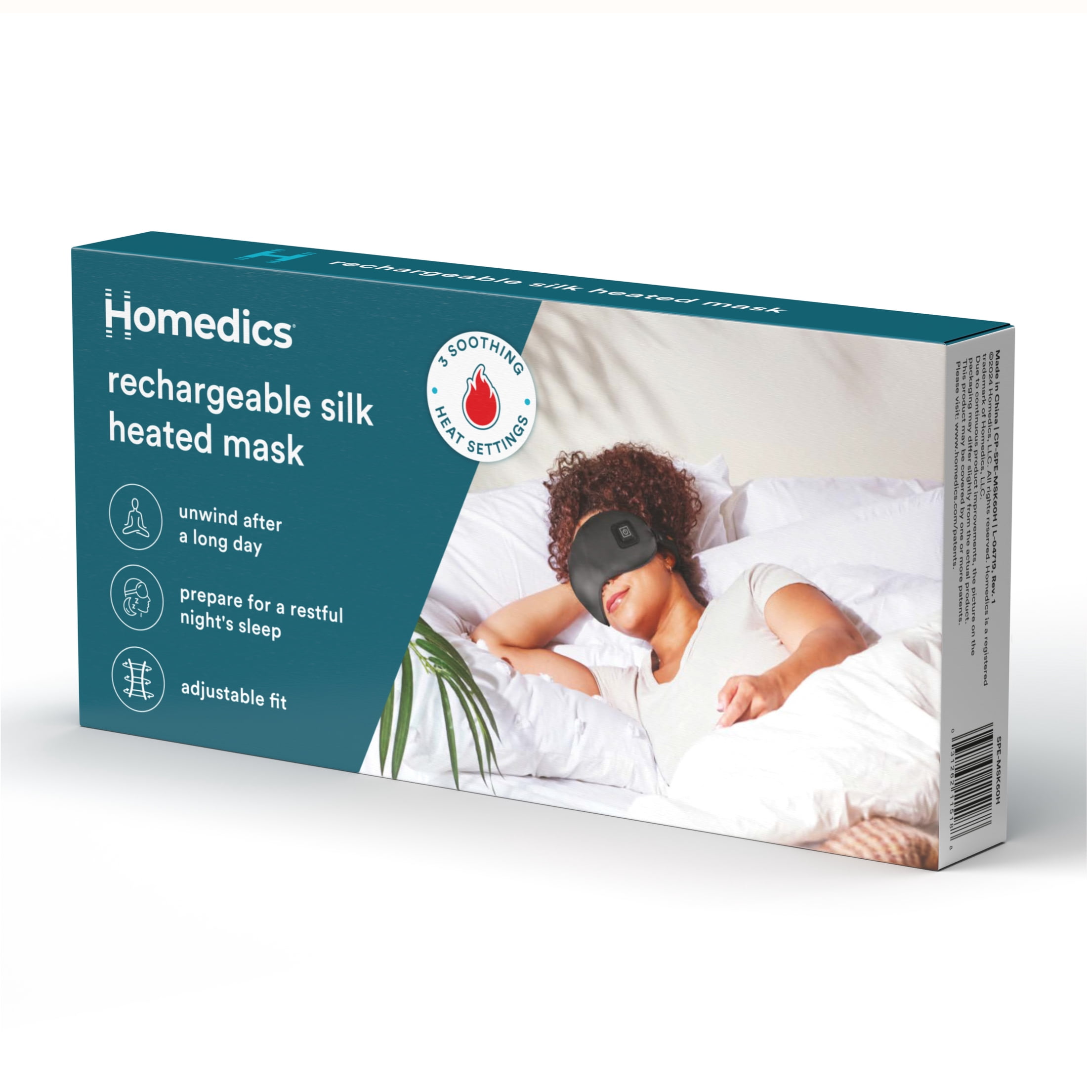 Homedics Rechargeable Silk Heated Mask, Sleep and Relaxation Mask