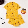 thumbnail image 4 of Tisuna Halloween Pajamas Set For Kids Girls Comfort Fit Skeleton Print Short Sleeve Tops And Shorts Sleepwear Toddler And Children Festival Party Homewear Set Size 5-6 Years Yellow, 4 of 9