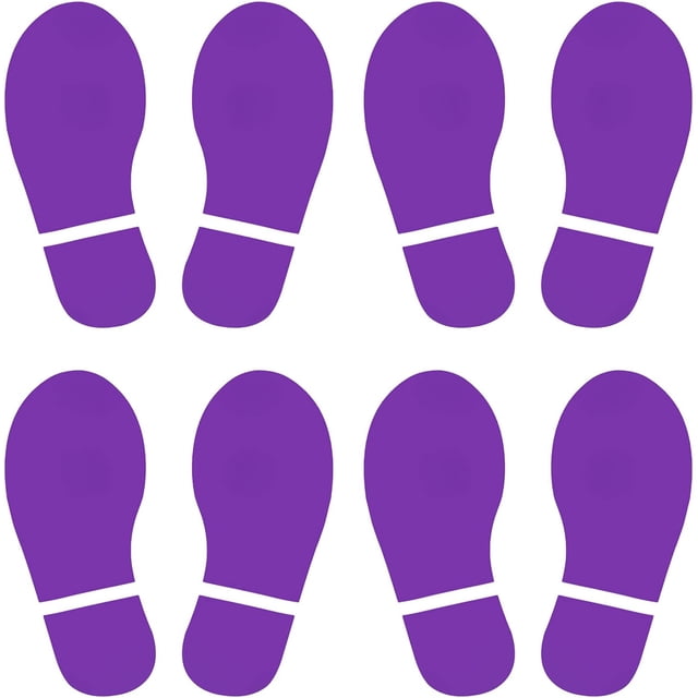 PATIKIL 10x3.7" Footprint Sticker, 4 Pairs PVC Shoes Floor Decal Sign for Class Decor Stair Guide, Dark Purple