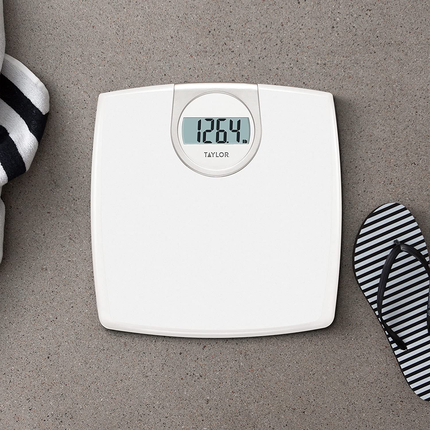 Digital 1.2-Inch LCD Bathroom Scale, 330 Lb Capacity, White