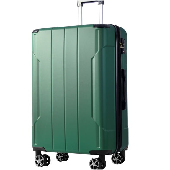 Green ABS Hardshell Checked Luggage, 28" Expandable Suitcase with TSA Lock & Double Spinner Wheels for Effortless Travel