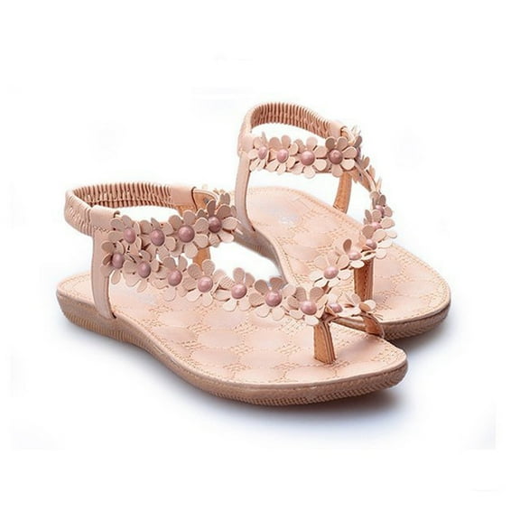 Dakaela Womens Floral Flat Sandals Back Strap Summer Beach Flip Flops Open Toe Casual Walking Shoes