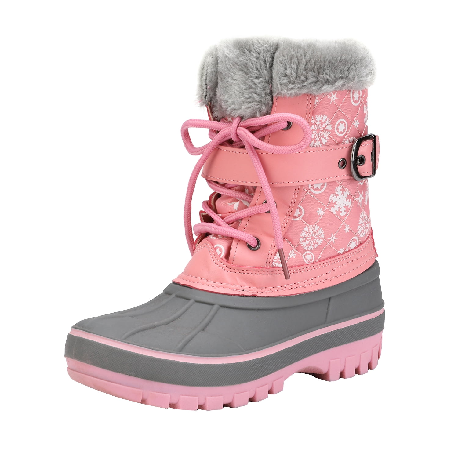 GIRLS FUR-LINED ANKLE CALF PINK WARM WINTER BOOTS SHOES JUNIOR INFANT SIZES 7-13 
