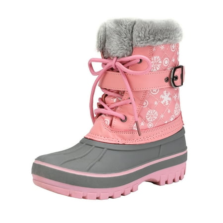 

Dream Pairs Kids Boys & Girls Winter Snow Boots Mid Calf Outdoor Waterproof Warm Boots Kriver-3 Pink Size 1