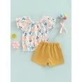 thumbnail image 5 of Bagilaanoe Toddler Girls Summer Clothes 1 2 3 4 5 6 Years Puff Short Sleeve Floral Print T-Shirt Top + Shorts 2Pcs Outfits Set, 5 of 8