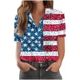 thumbnail image 5 of Fewfanhot Summer Tops for Women American Flag Shirt 4th of July Tops USA Hawaii Floral Button Down Shirts, 5 of 6