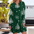 thumbnail image 6 of WTOBBY Women's Christmas Print Dress V-Neck Loose Fit Long Sleeve Casual Holiday Party Dress with Festive Seasonal Design for Women,Army Green L, 6 of 6