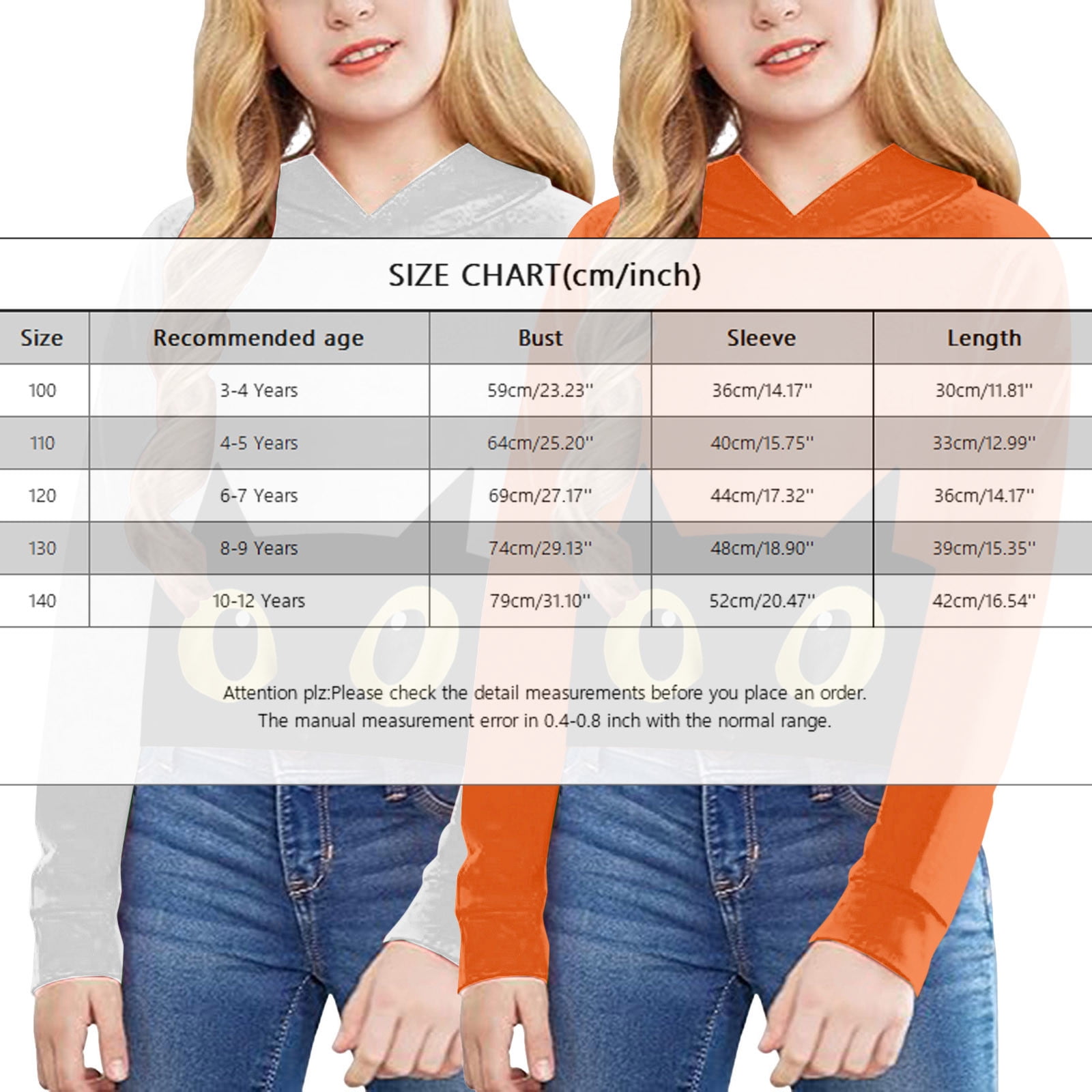 Girls shirt size chart online